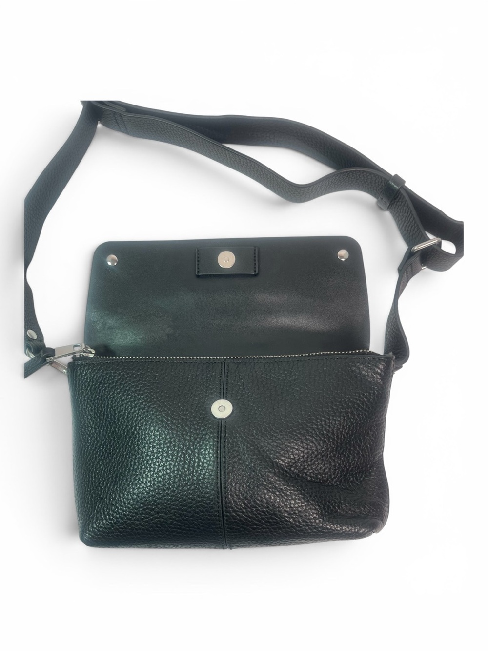 Treasure & Bond Black Leather waist Belt Bag w/Adjustable Strap - Picture 10 of 11